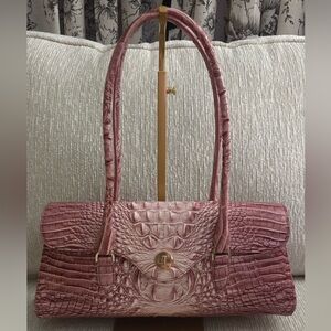 Brahmin Dayan Satchel Believe Ombré Pink Melbourne Croc Embossed Leather Bag